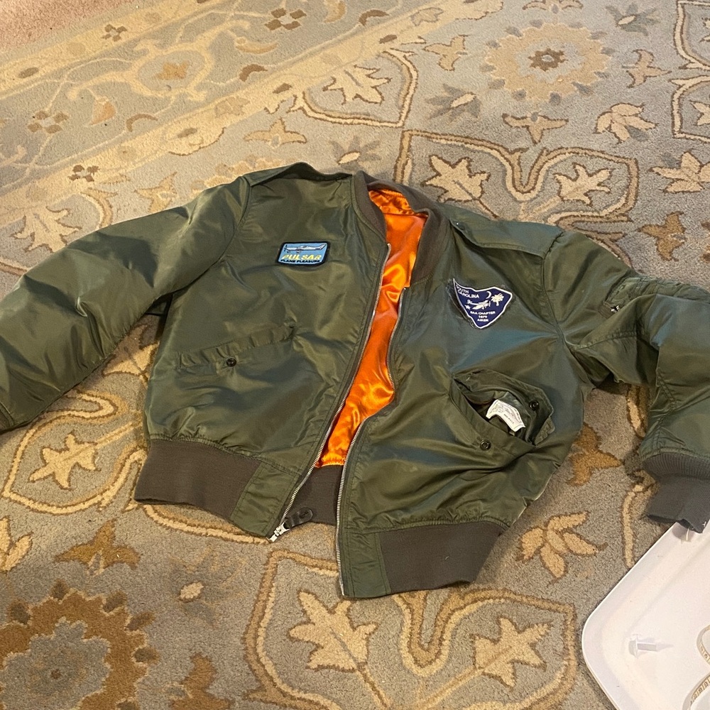 Vintage Alpha Industrials Green Bomber Jacket with Patches $100 XL